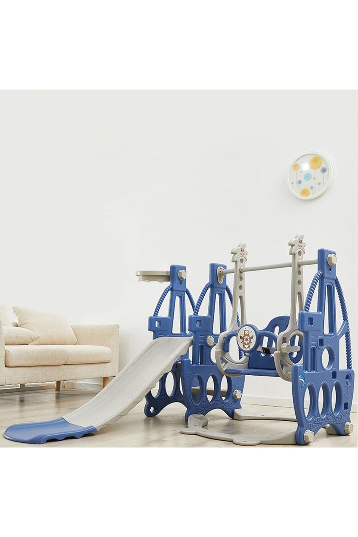 Kikibebe 3-In-1 Multi-Function Baby Slide & Swing – For Ages 1-6, Indoor Use – Blue