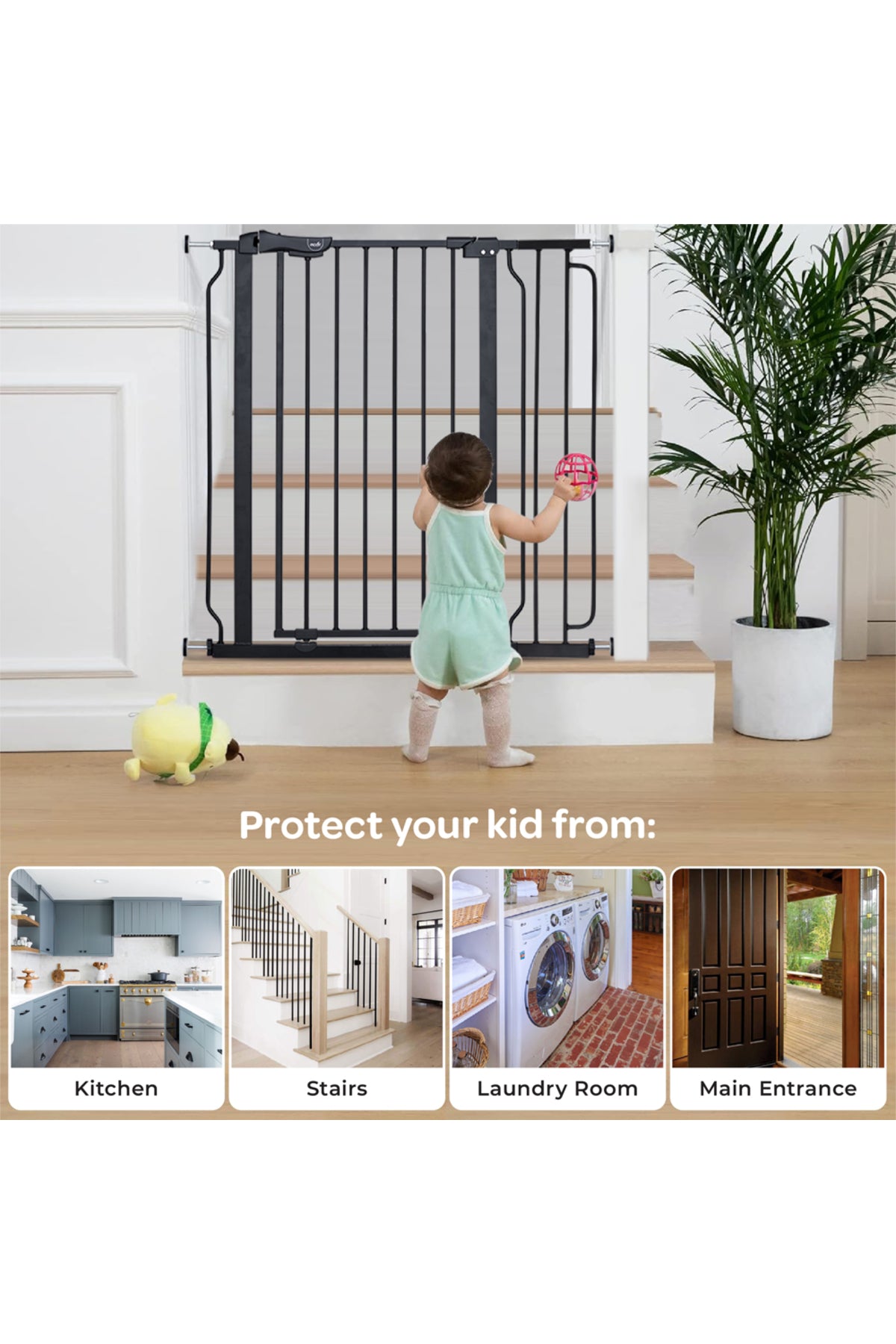 MOON Secura Baby Safety gate extension- 20cm Easy Install-Extra Wide metal extender – Black