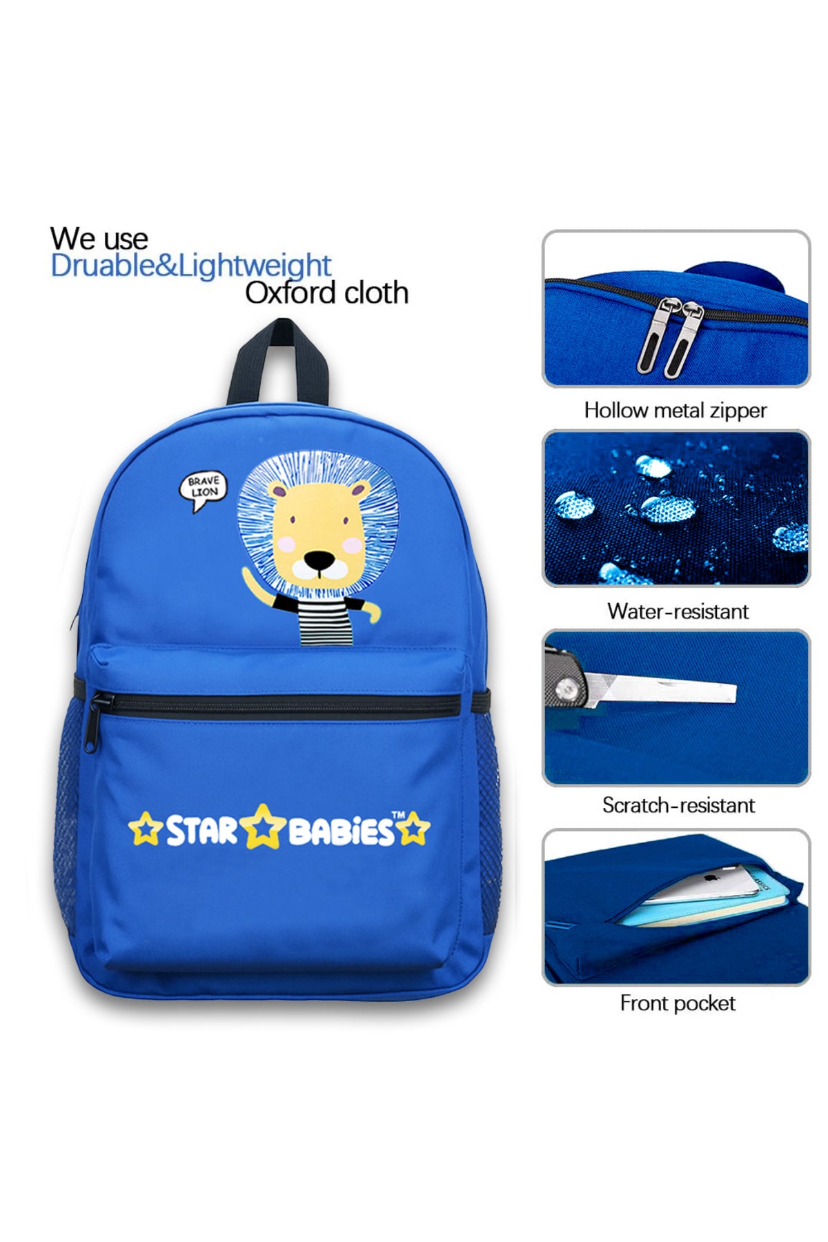 Star Babies - Kids Backpack - Lion - Blue - 16-Inch/41cm