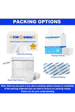 Star Babies Disposable Diaper Changing Mats Pack of 21 - White