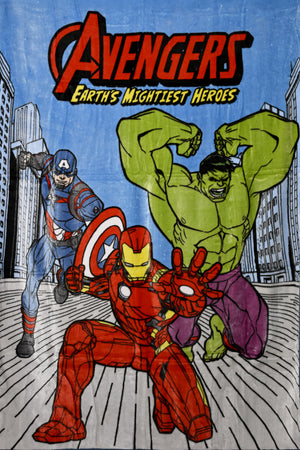 Avengers Raschel Blanket – Ultra-Soft & Lightweight 100% Polyester Throw – Blue