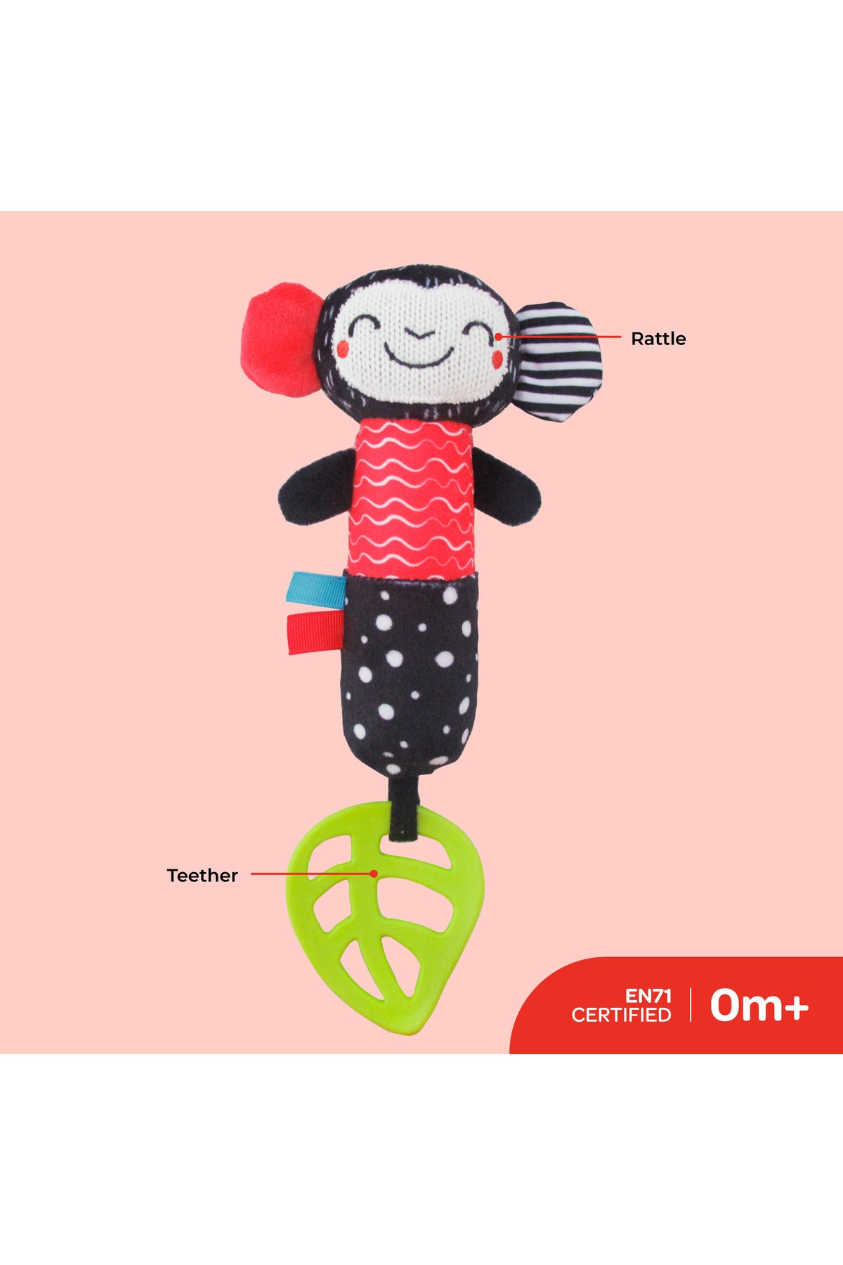 MOON Soft Rattle Plush Toy for 6m+(Monkey)