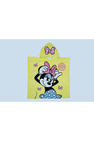 Minnie Girls' Poncho Towel| Soft & Cozy Bath Wrap For Kids – Yellow