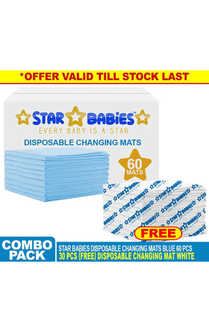Star Babies Disposable Changing mats Large (45 x 60cm) Pack of 60 - Blue