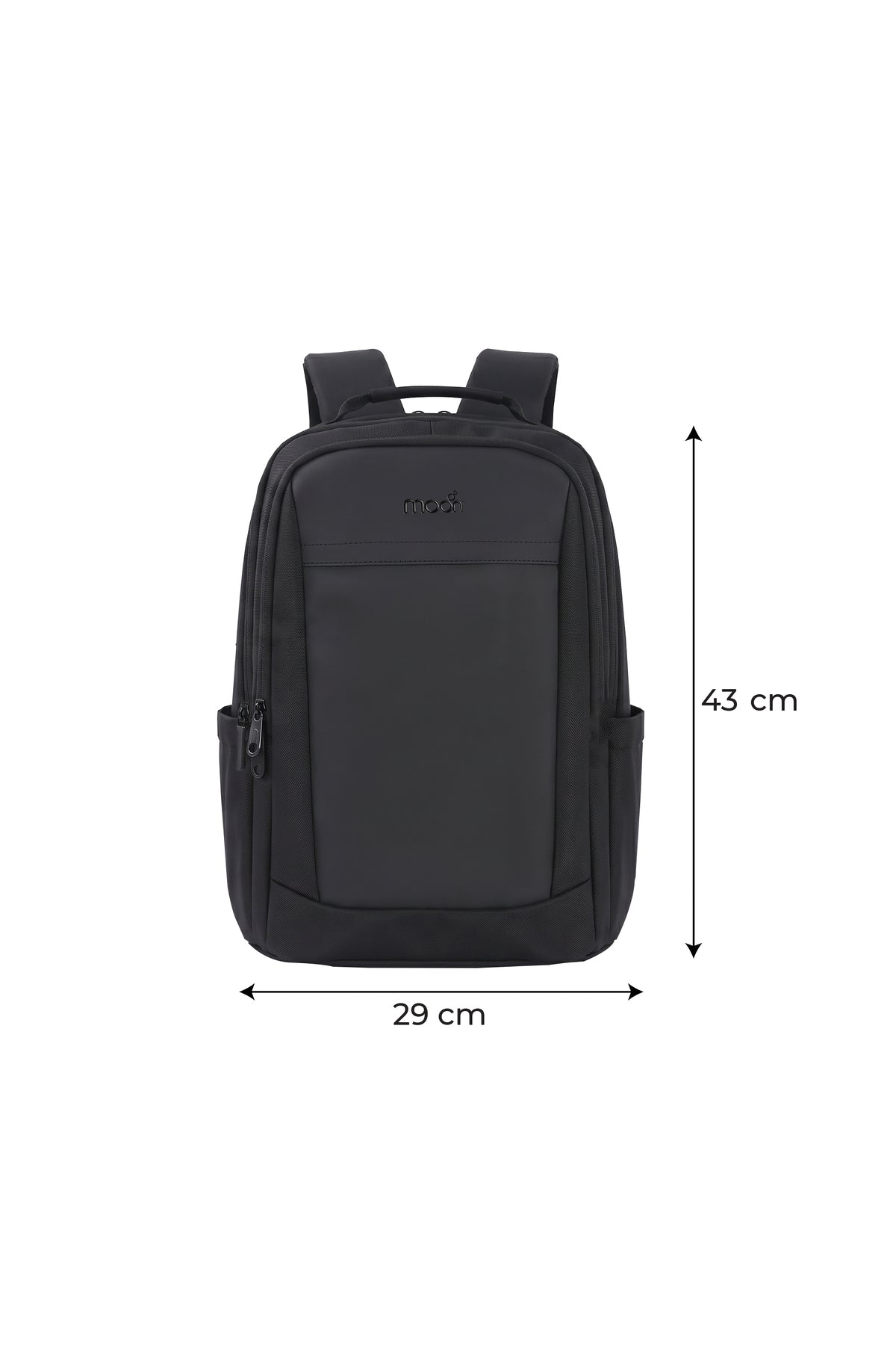 MOON School Backpack, Lightweight Backpack with Laptop Compartment-  Black