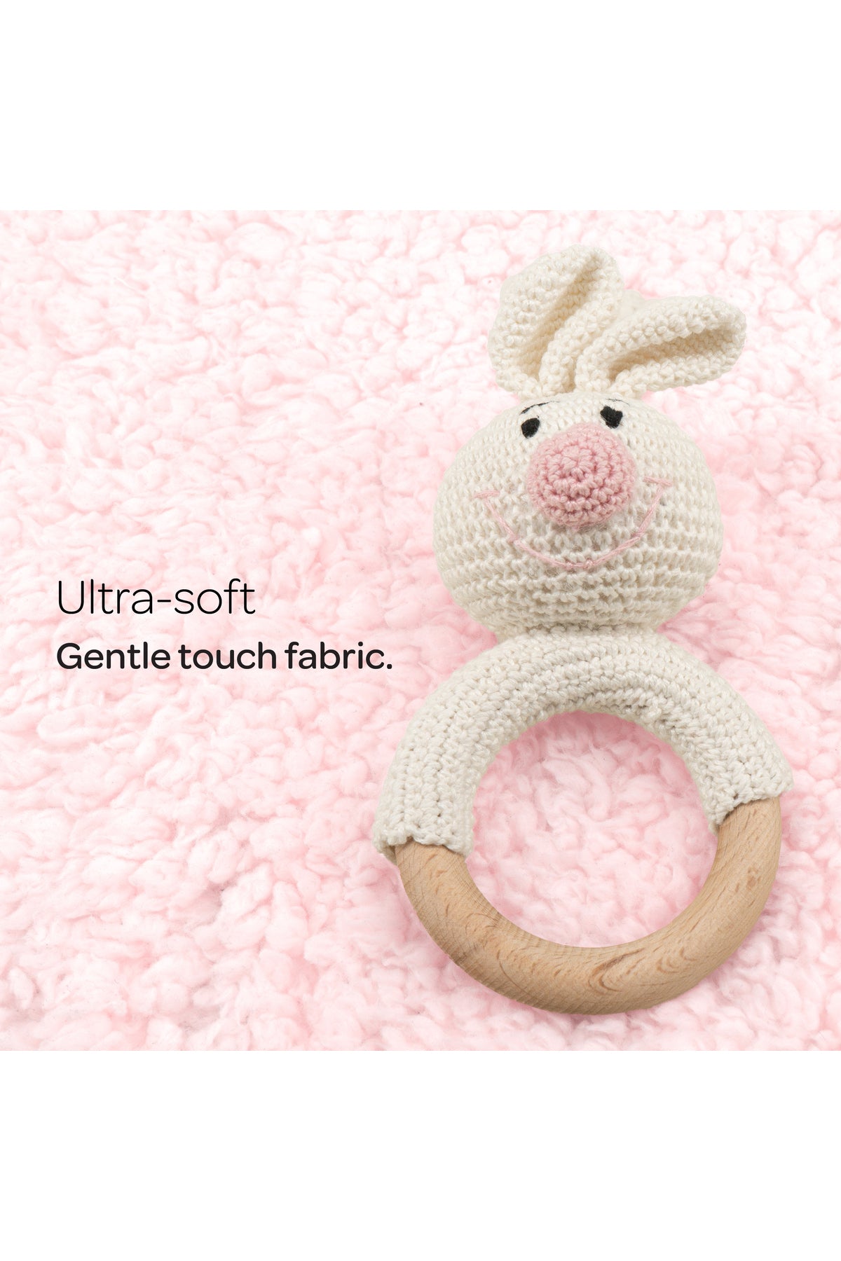 MOON Handcrafted Crochet Ring Rattle Toy-Bunny