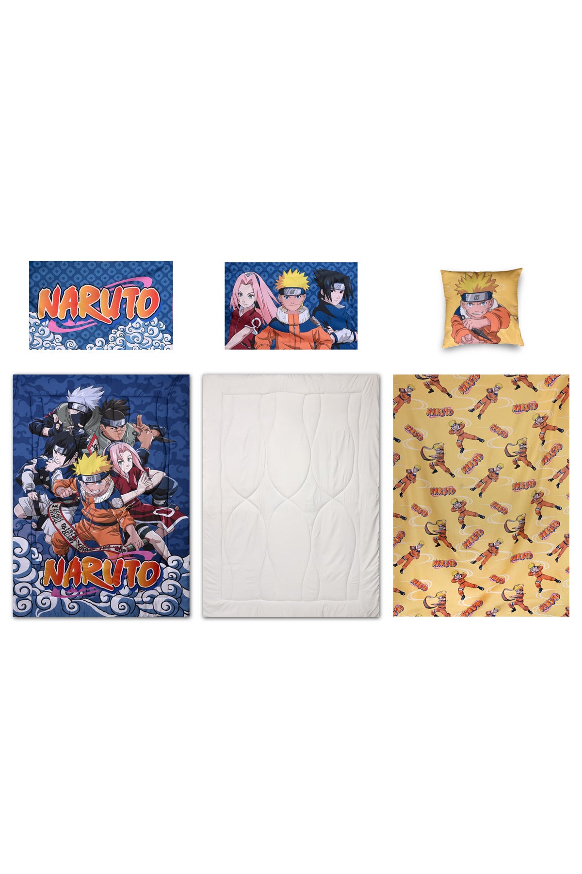 Naruto 5-In-1 Comforter Set – Brushed Microfiber, Polyester Shell – Orange
