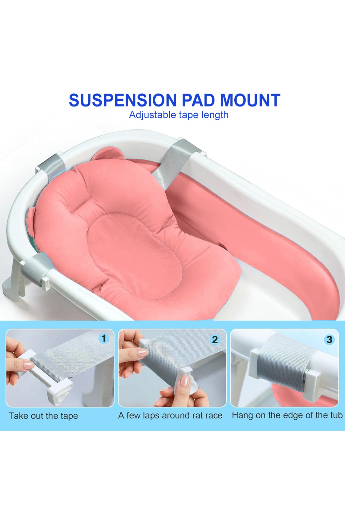 Star Babies - Baby Foldable Bathtub With Thermometer & Bathmat Set - Pink