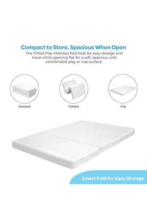 Moon  Trifold Baby Mattress, Dual-Sided Folding Foam Mattress for Newborns & Toddlers (0 Months+)- White