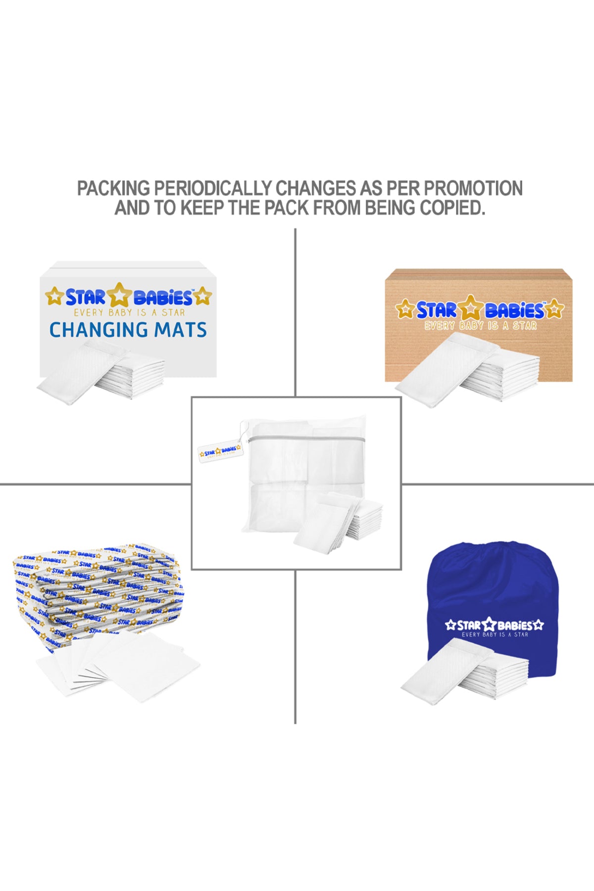 Star Babies - Changing Mats 80pcs, Bibs 70pcs and Scented Bag 10pcs with Refill - White