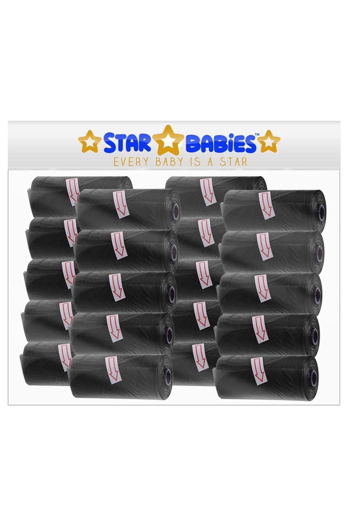 Star Babies - Scented Nappy Bag Pack of 20/300 Bags - Black