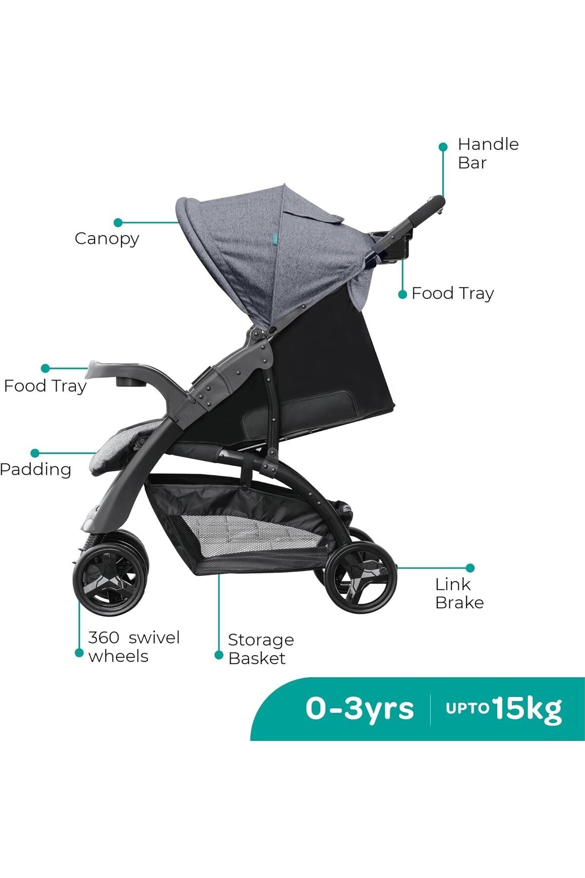 MOON Aria Baby Stroller Travel Gear - Black
