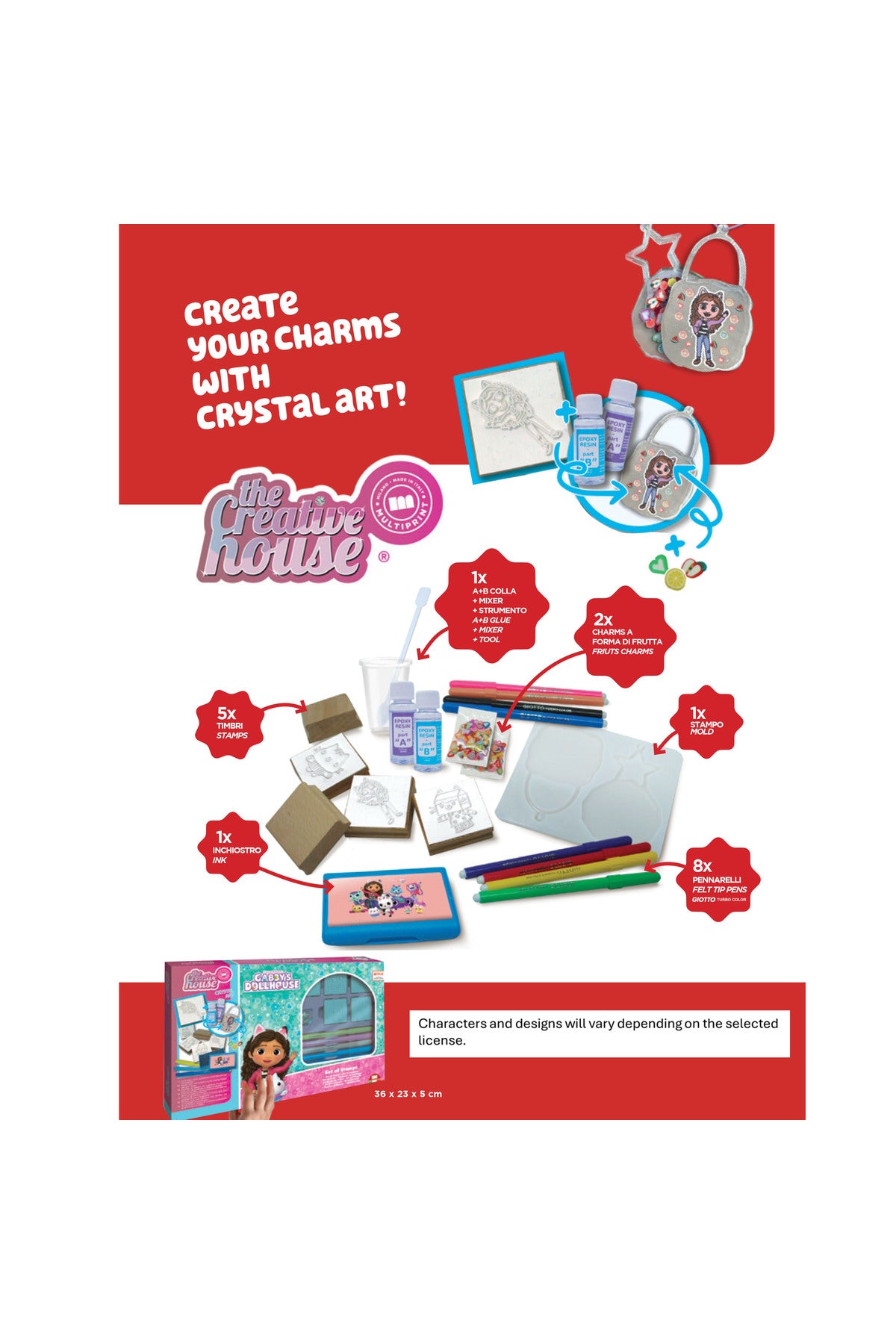 Multiprint Stitch Crystal Art Kit – Includes 2 Charms, 8 Markers, 5 Stampers, Ink Pad, Epoxy Resin Mix, Mould Tray & Accessories – Creative DIY Gift Set