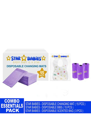 Star Babies - Changing Mat 15pcs & Bibs 15pcs & Scented Bag 3pcs - Lavender