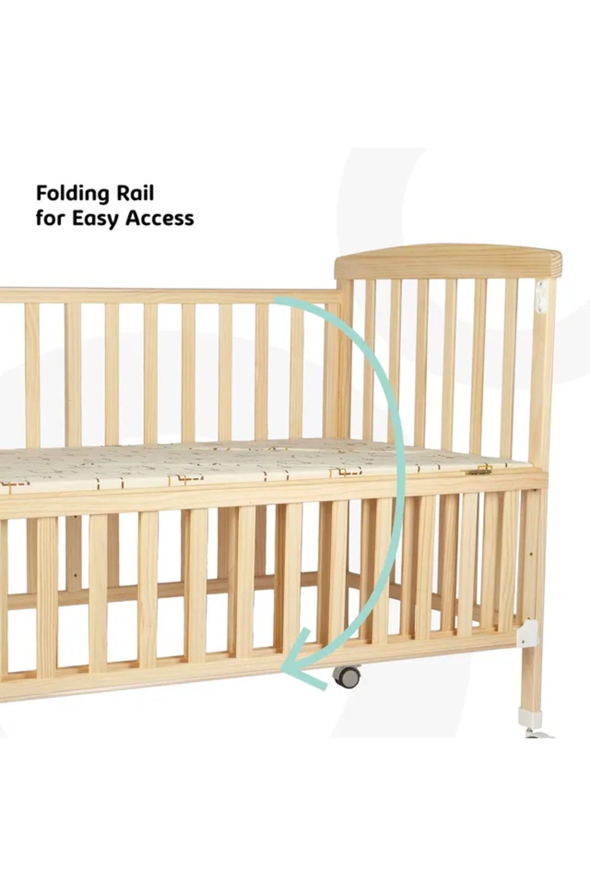 MOON Wooden Portable crib(129X69X96 cm) -Natural wood