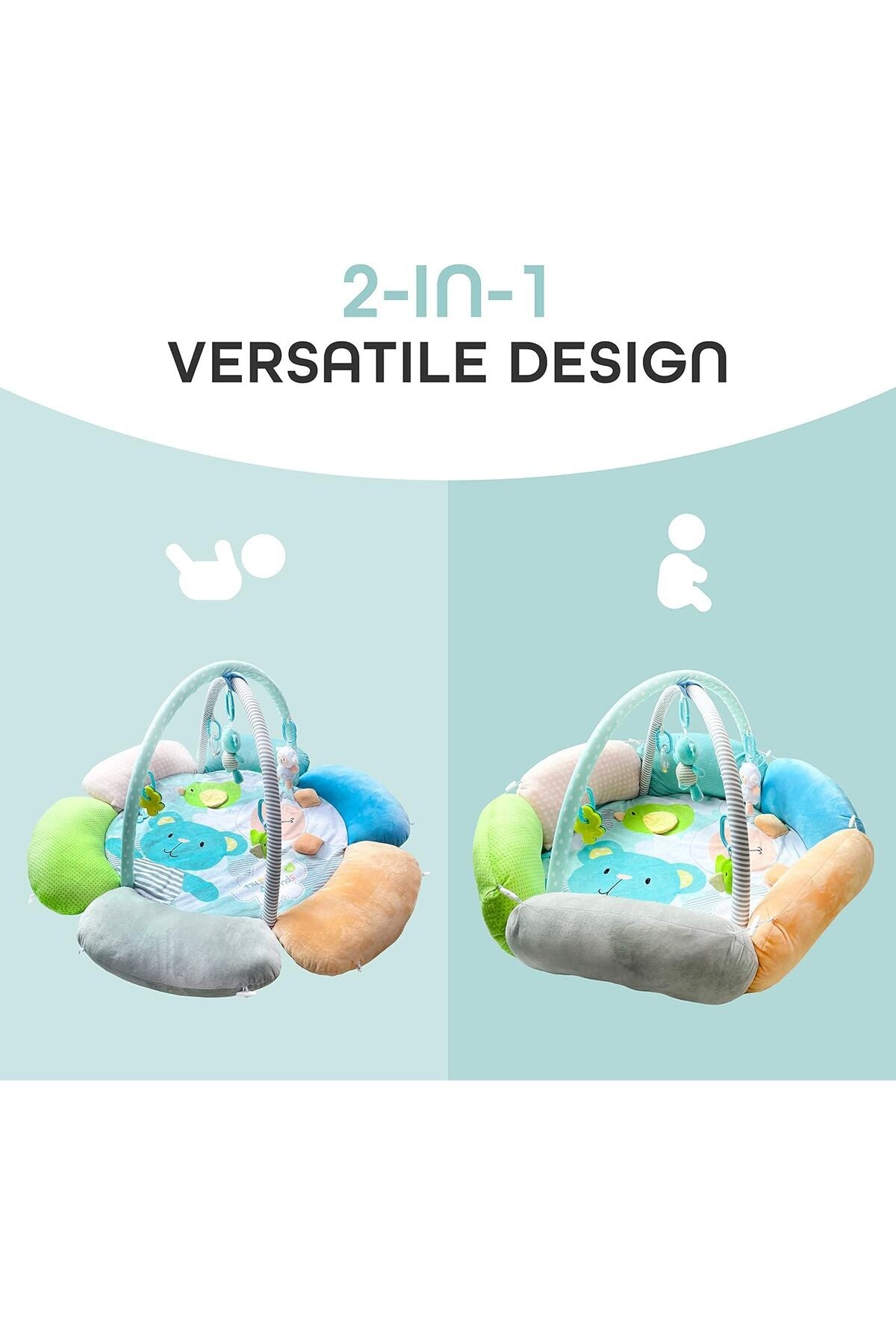 MOON Flower cushion Playmat - Bear and Sheep