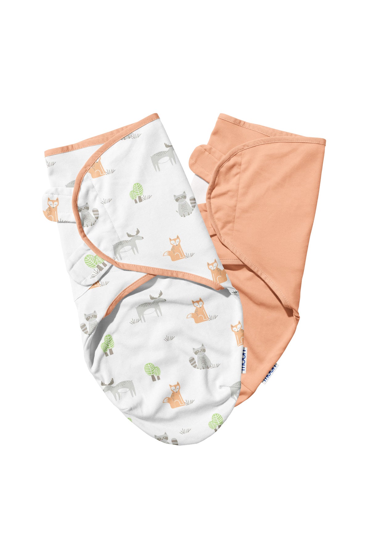 MOON Organic  swaddle -Forest Print & peach.