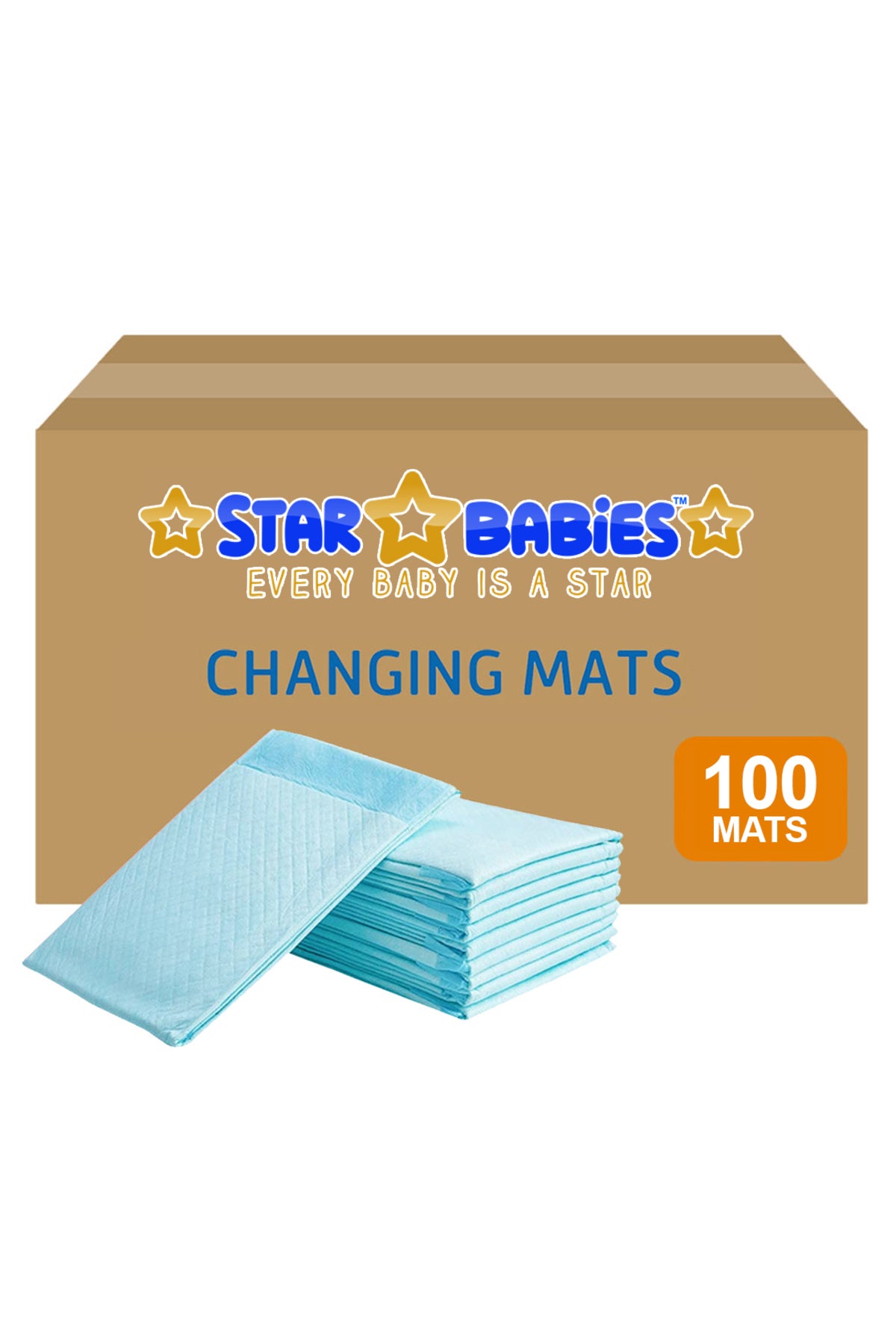 Star Babies - Disposable Changing mats (45x60cm) Large 100 pcs - Packaging May Vary - Blue