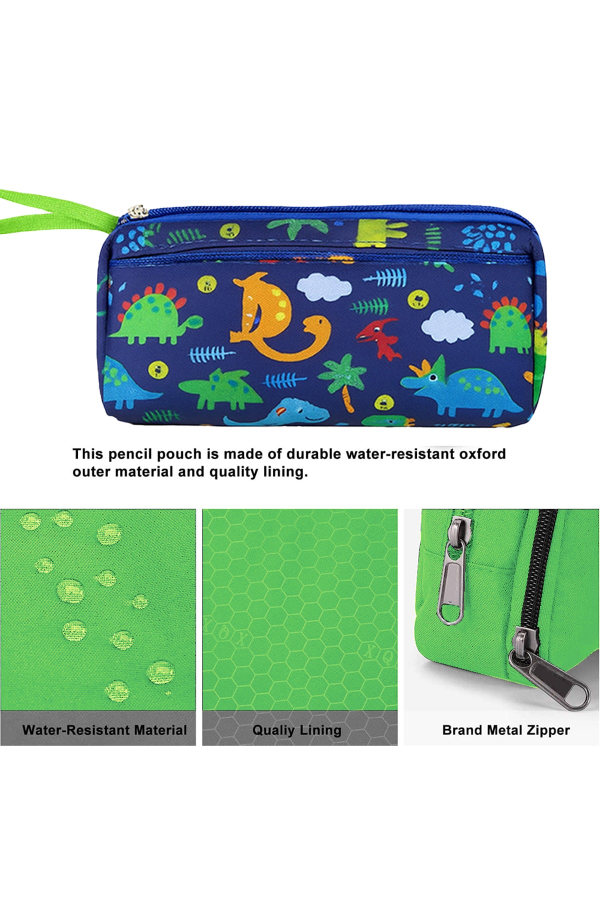 Star Babies 16-Inch Green Jungle Themed Children's Backpack with Adjustable Shoulder Strap for Hiking Large with Bento Lunch Bag and Dual Zipper Pencil Case Pack of 3