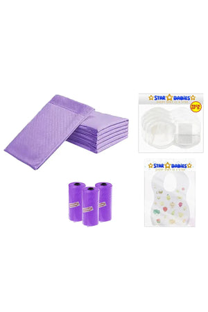 Star Babies - Changing Mat 6pcs & Bibs 5pcs & Scented Bag 3pcs & Breast Pad 5pcs - Lavender