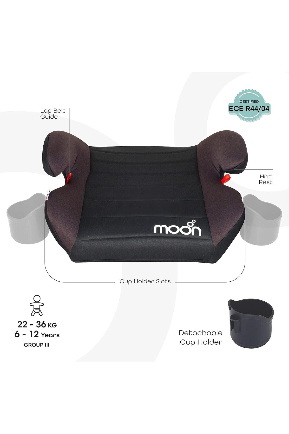 MOON Kido Baby Booster Car Seat with isofix-  Black