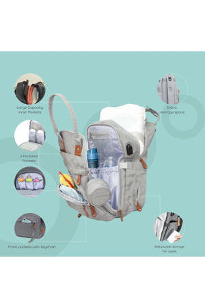 MOON KaryMe - Diaper Back Pack with pacifier case- Grey