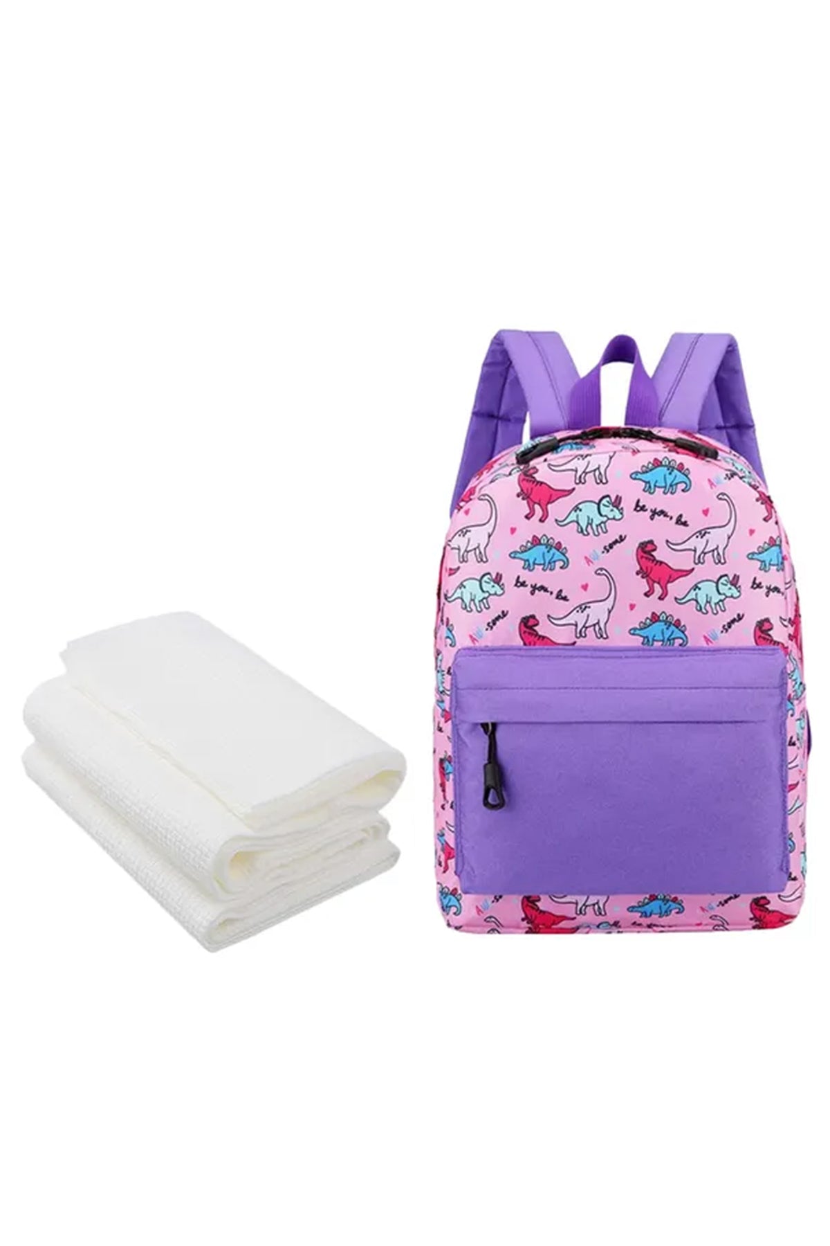 Star Babies - Kids School Bag - 10.24-Inch with Disposable Towel - 3pcs - Lavender Print
