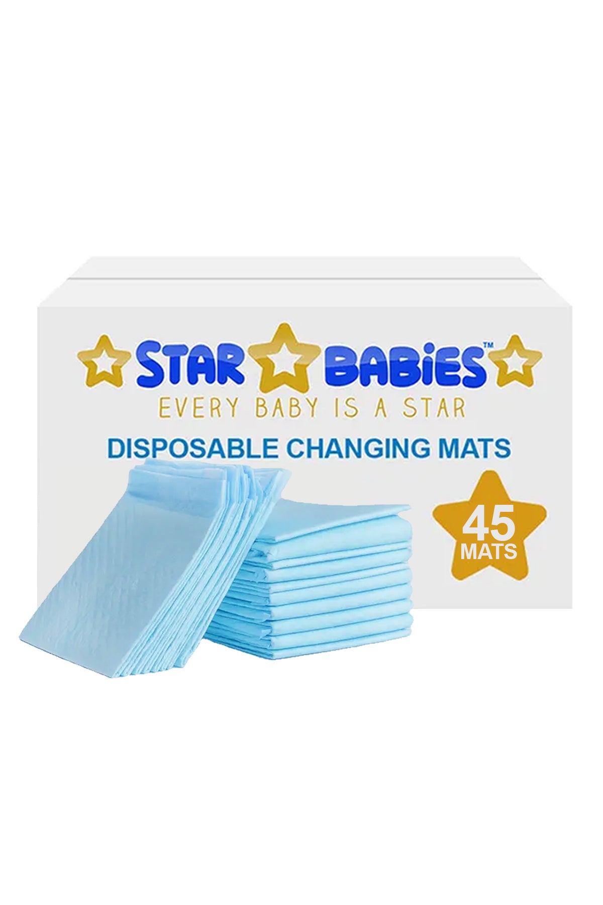 Star Babies Disposable Changing mat Large (45 x 60cm) Pack of 45 - Blue