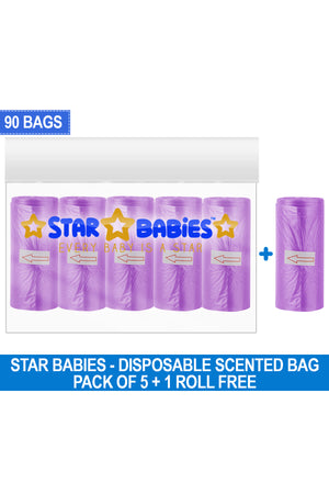 Star Babies - Scented Nappy Bag - Pack Of 6 - 90 Bags - Lavender