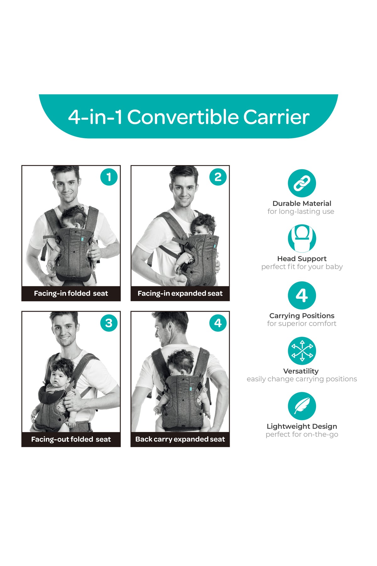 MOON KaryGo 4 in 1- baby Carrier-Grey