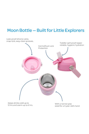 MOON Kids Insulated Water Bottle – BPA Free,Leak Proof Sipper for Toddlers – Eco-Friendly – Stays Cold or Warm for Hours -Unicorn