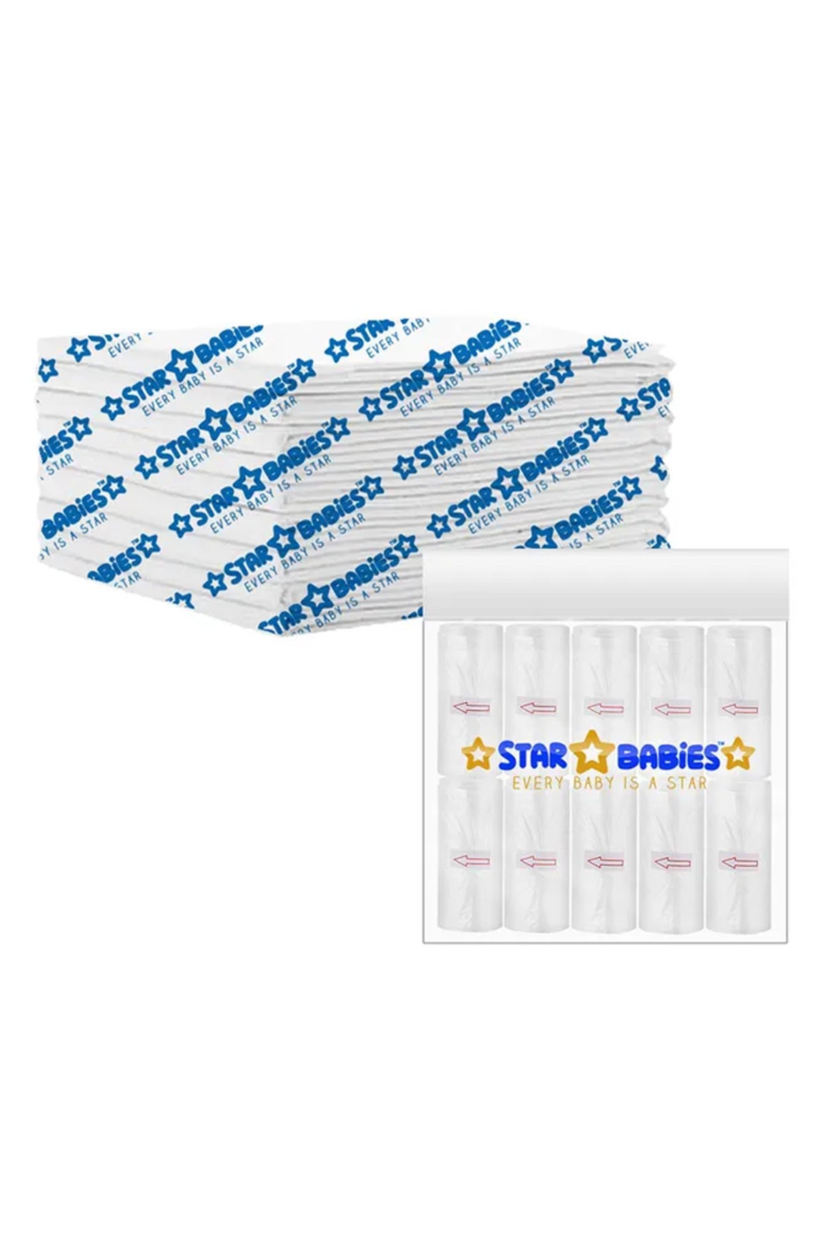 Star Babies - Disposable Changing Mat with Scented Bag - 10pcs - White