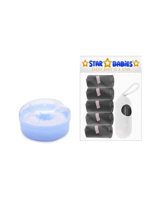 Star Babies Powder Puff  + Disposable Scented Bag + Dispenser - Blue/Black