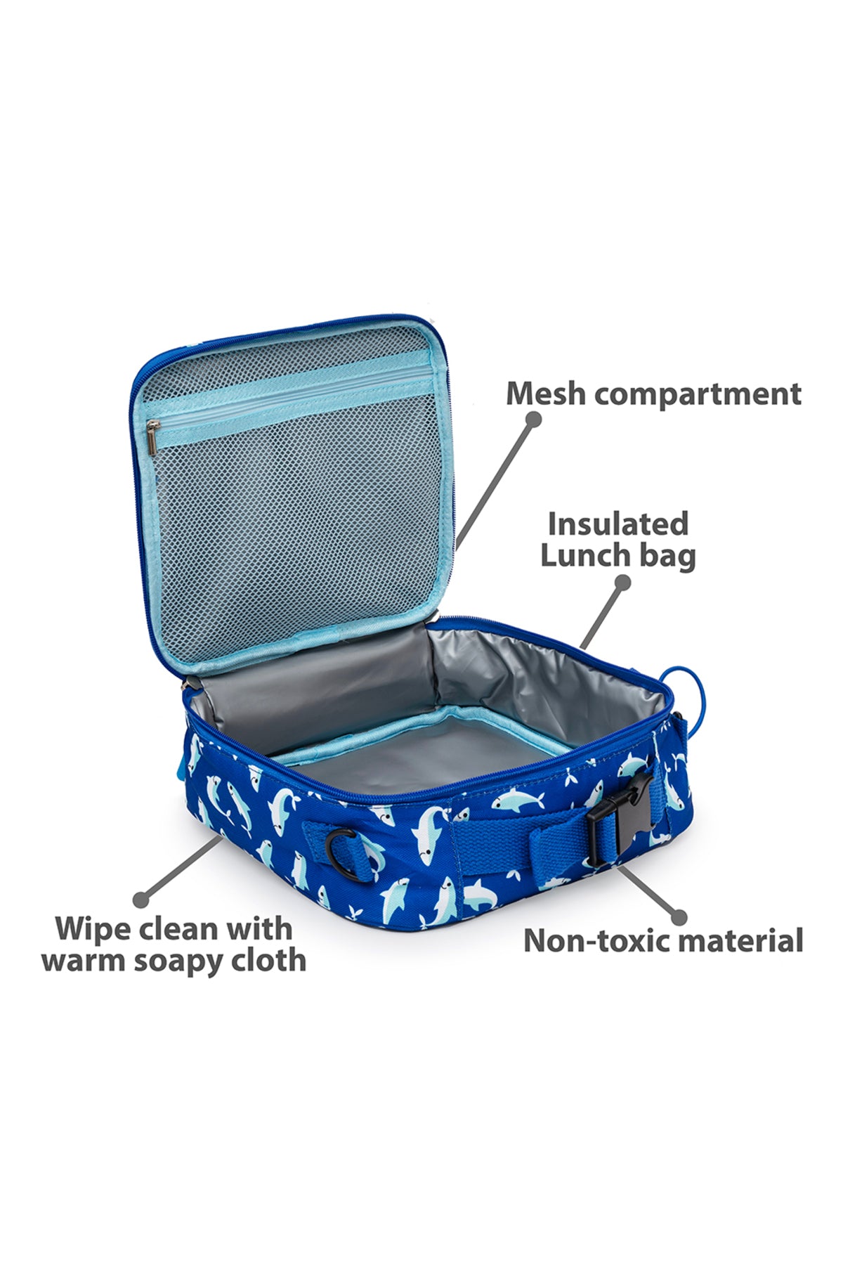 Bamboo Bark kids childrens insulated lunch bag for school, picnic, nursery, toddler, 3 ways to hold