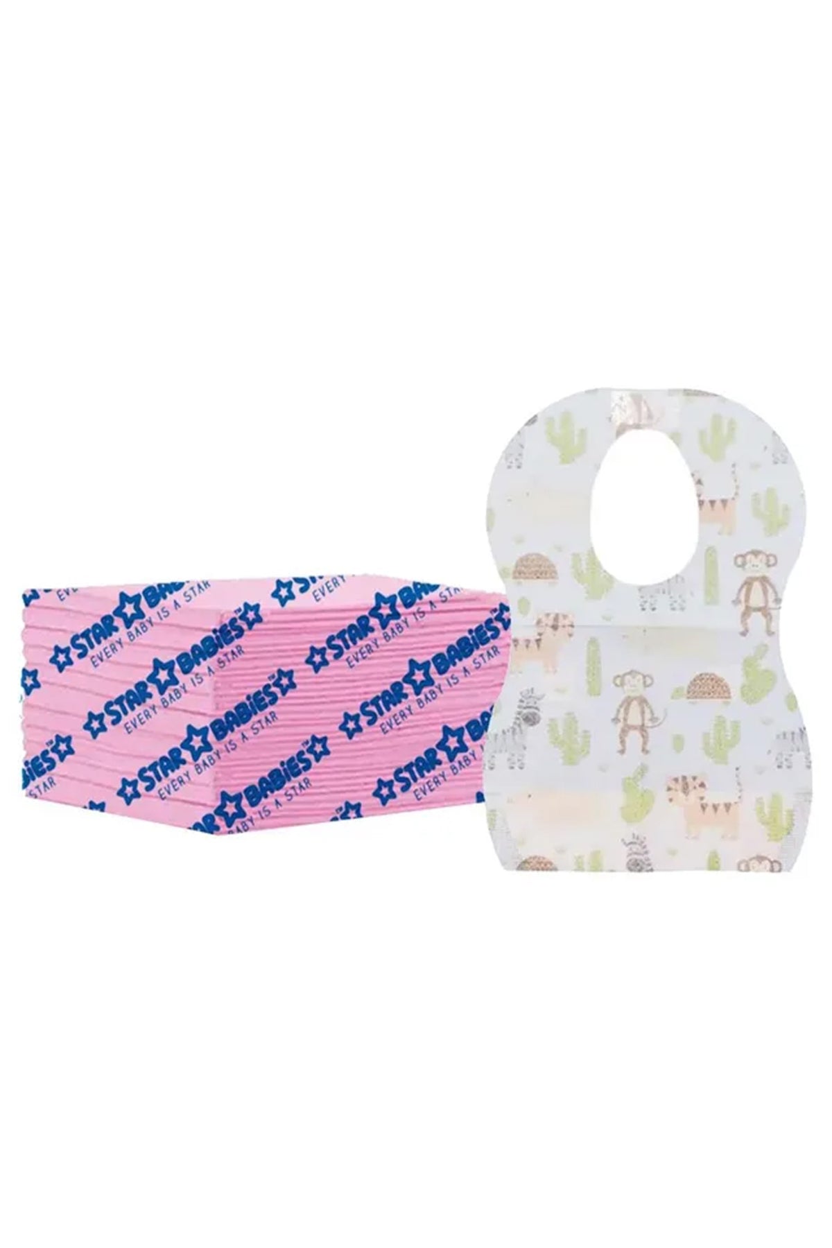 Star Babies - Disposable Changing Mat Pink 12pcs & Bibs 12pcs