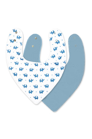 MOON Bandana bibs regular ( Organic) ( PK -2) Elephant & Blue