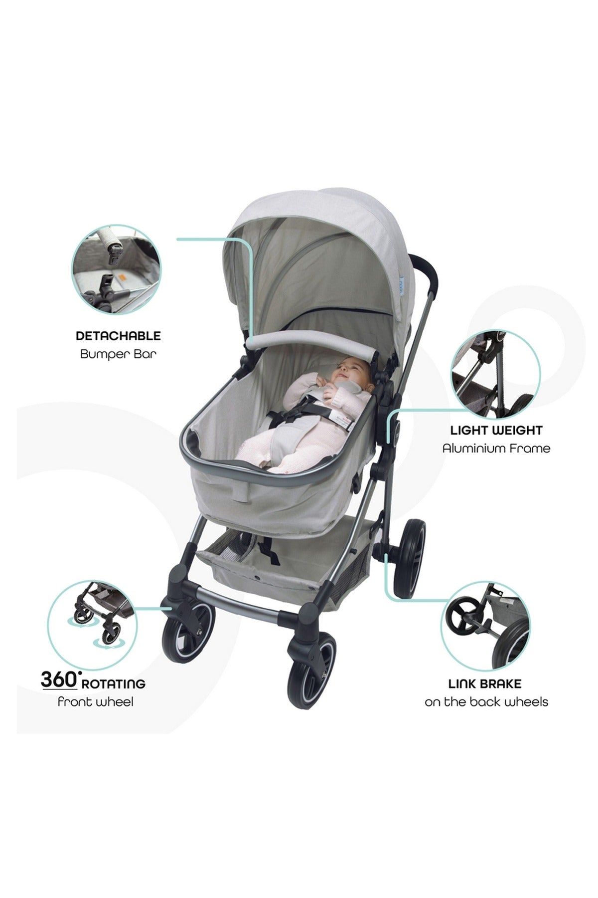 MOON Pro - 2 in 1 Stroller - Grey
