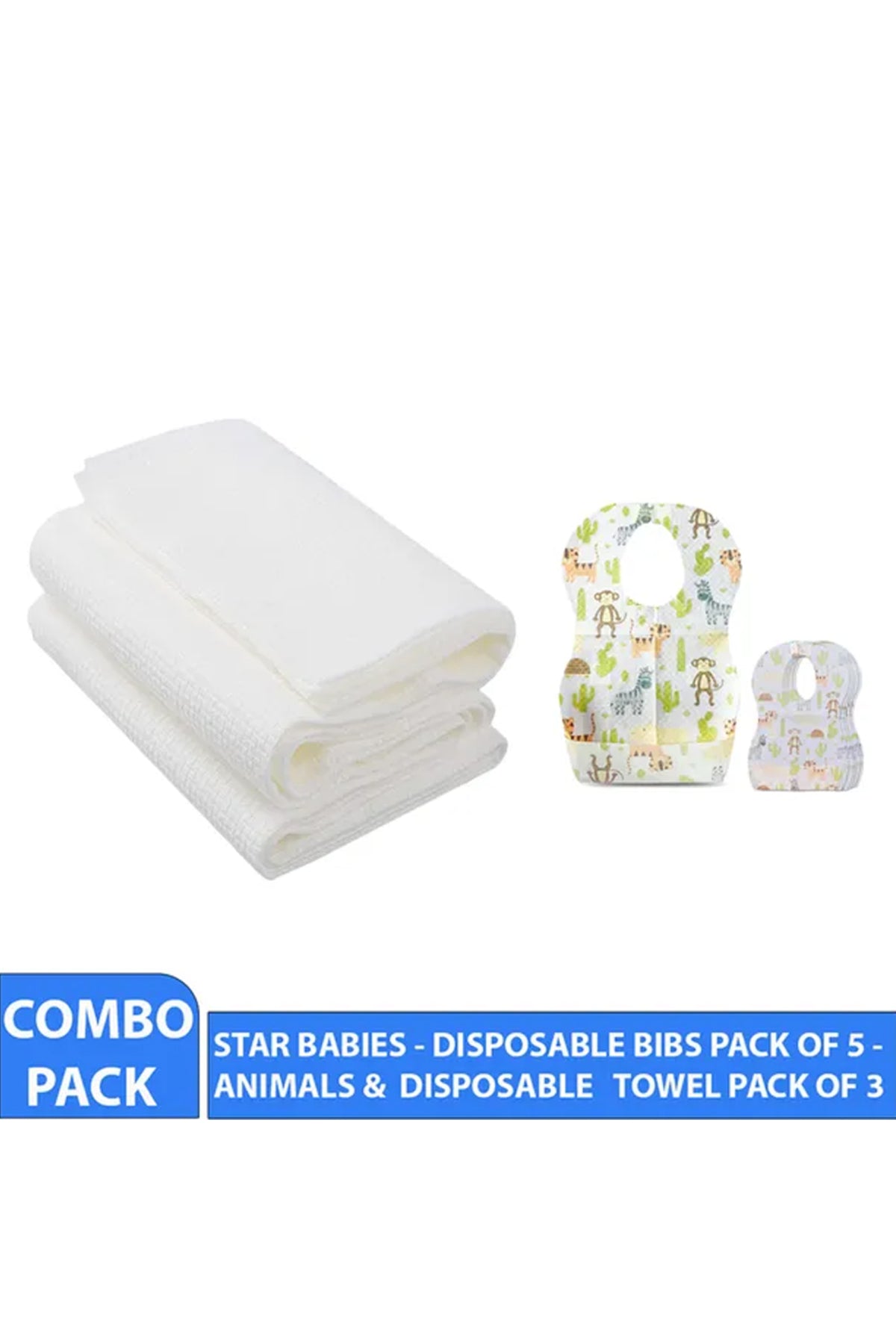 Star Babies - Disposable Bibs 5pcs with Disposable Towel 3pcs - Animal