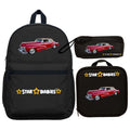 Star Babies 16-Inch Car Themed Children's Backpack with Adjustable Shoulder Strap for Hiking Large with Bento Lunch Bag and Dual Zipper Pencil Case Pack of 3