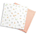 MOON Bamboo Muslin Wrap/ Swaddle-Forest Print & peach.