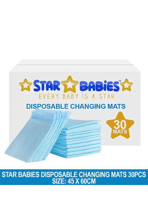 Star Babies - Disposable Changing Mat - L - 45 X 60 cm - 30pcs - Blue