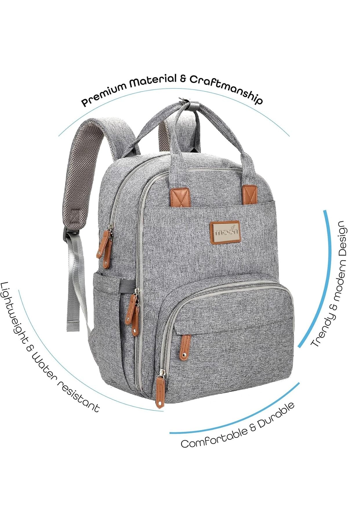 MOON NUTRA Diaper Backpack - Grey Melange
