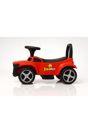 StarMarz Red Construction Ride-On Car – Foot-to-Floor Baby Push Car with Steering Wheel, Backrest & Smooth Wheels – Indoor/Outdoor Toddler Ride-On Toy (1–4 Years) – Tool & Cone Play Set-RED