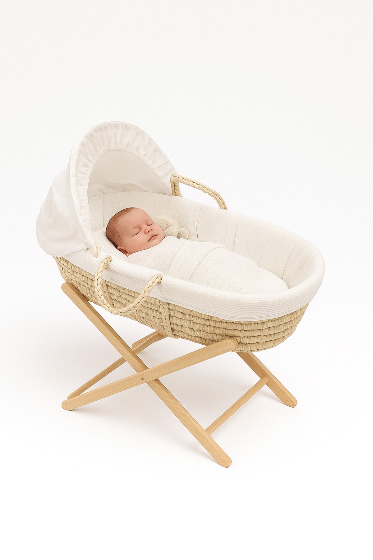 Kikibebe Wooden Fun Moment Moses Basket With Foldable Stand – Wood