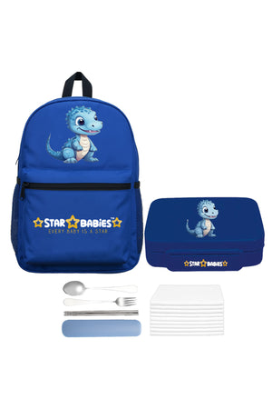 Star Babies 16-Inch Brave Lion Themed Children's Backpack with Adjustable Shoulder Strap for Hiking Large with Bento Lunch Box with 4 Compartments, BPA Free, Leak-Proof, Toddler-Friendly, 3 Years+ size,Pack of 2
