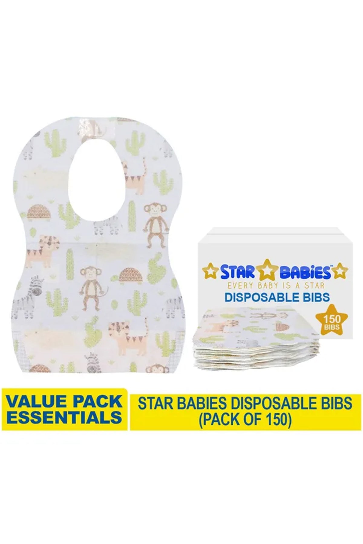 Star Babies Disposable Bibs - 150 Pieces