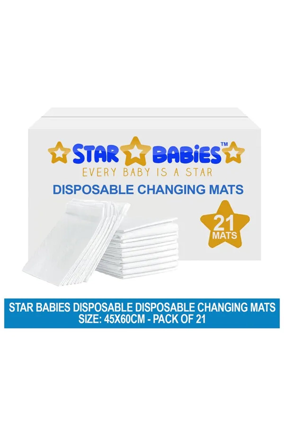Star Babies Disposable Diaper Changing Mats Pack of 21 - White
