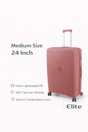 ELITE- Premium Hard-Shell Luggage 24 inch – Lightweight Spinner Suitcase – Rose Gold