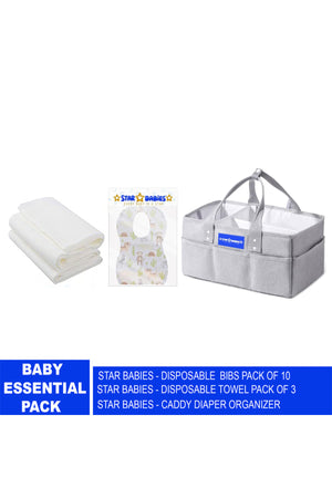 Star Babies - Caddy Organizer Diaper Big & Bibs 10pcs & Towel 3pcs - Grey New