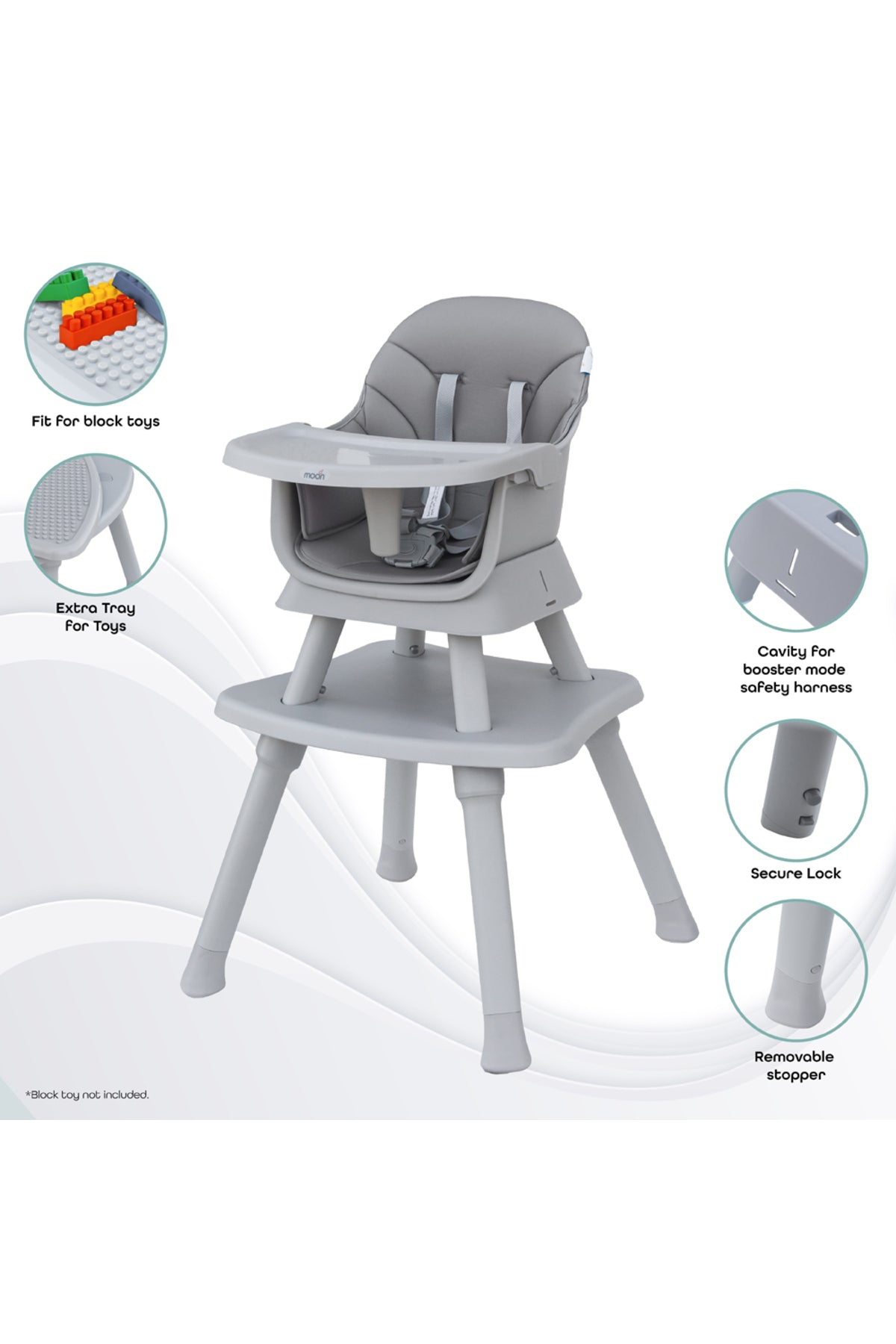 MOON 6 in 1 High Chair - Grey